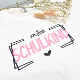 Kinder T-Shirt weiss - Endlich Schulkind rosa 122 / 128
