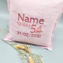 Geburtskissen Leinen rosa Stick pink-rosa-weiss 40x40 cm