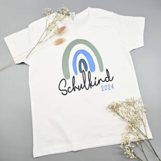 Kinder-T-Shirt - Schulkind 2022 Regenbogen blau 122 / 128