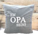 Kissen Em Opa seins Samtoptik grau 25x25cm