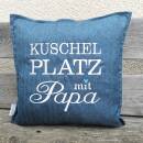 Kissen blau 40x40cm mit Stick Kuschelplatz mit Papa