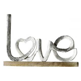 Aluminium Schriftzug "LOVE" auf Holzbase
